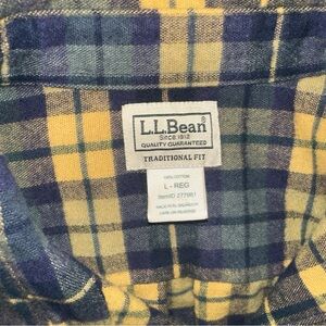 L.L. Bean Men's Casual Blue and Yellow Check Shirt